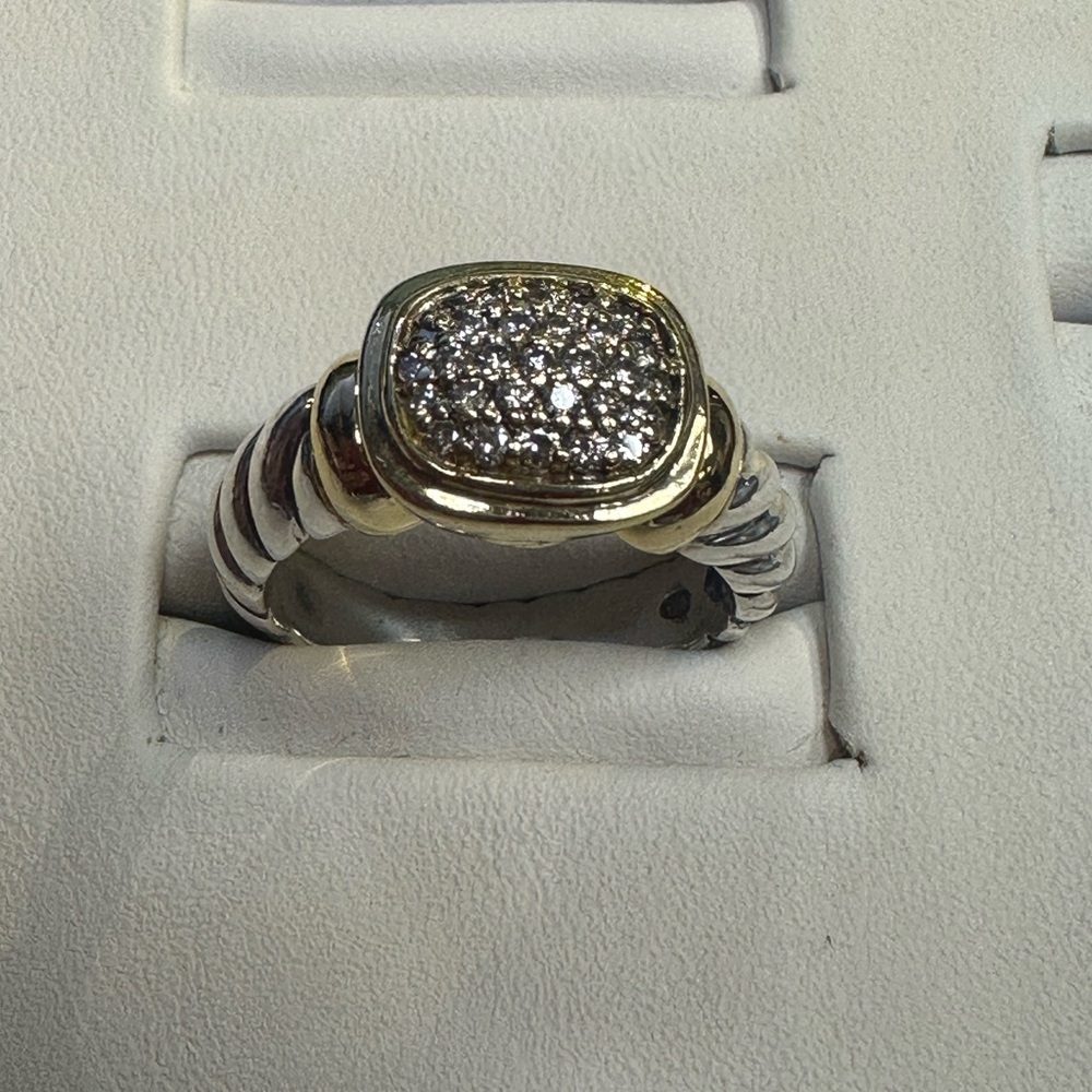 David Yurman 18k Silver Noblesse Style Ring with Diamonds